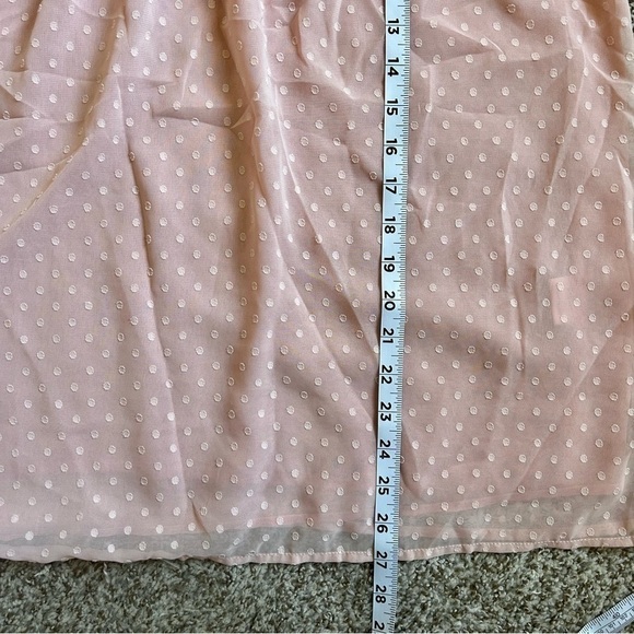 🦋 Pink Polka Dot Lace Ruffle Short Sleeve Blouse XL Valentine’s Day - Picture 5 of 5